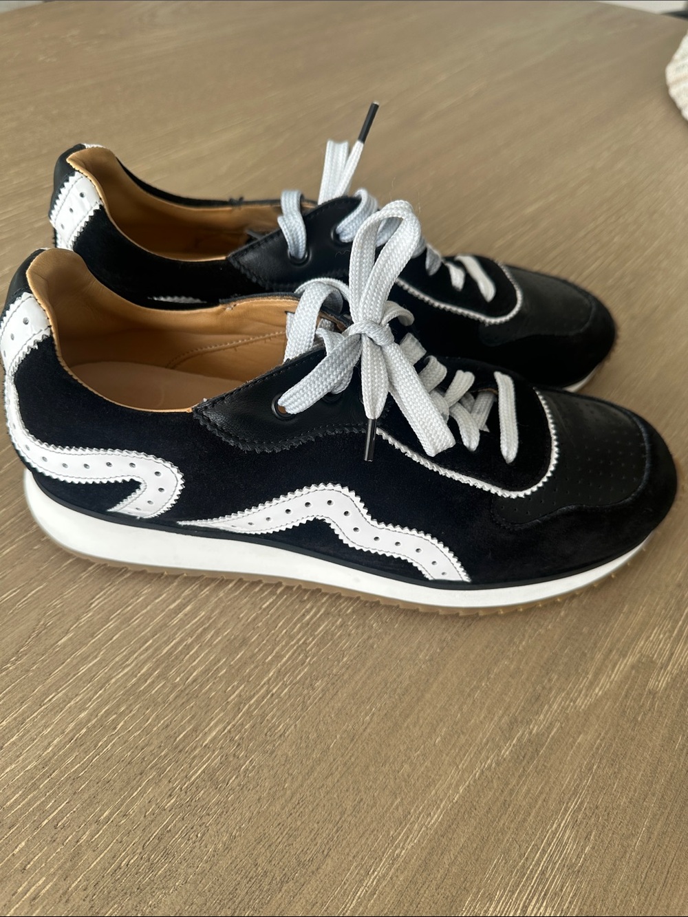 The Office of Angel Scott Black and White Suede Sneakers